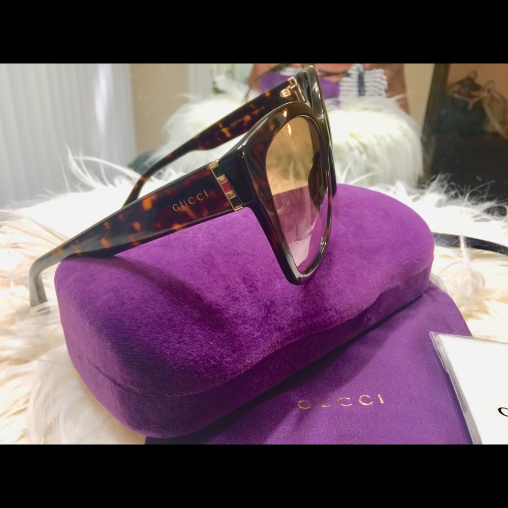 Gucci brown shaded geometric Women’s sunglasses
